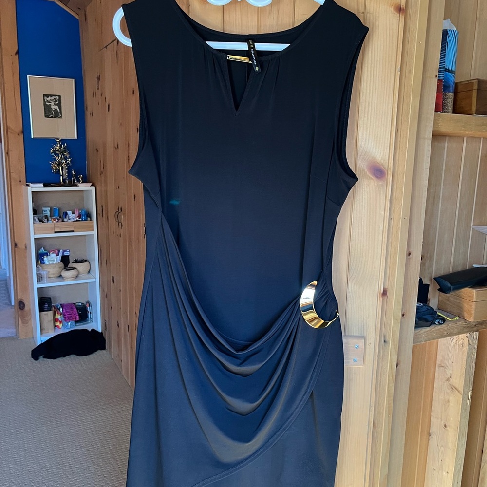 Chic Black Dress with Gold Detail